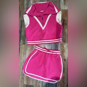 Entro Fuchsia and White Sporty Two-Piece Set